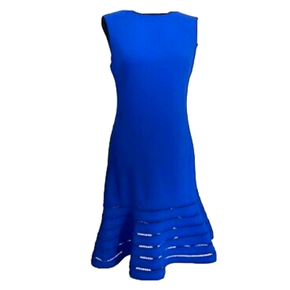 Calvin Klein Sleeveless Mermaid Dress Illusion Hem - Royal Blue Size 10